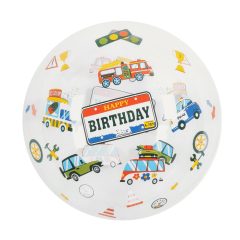   Gömb alakú buborék lufi – 50 cm - Happy Birthday - Autó