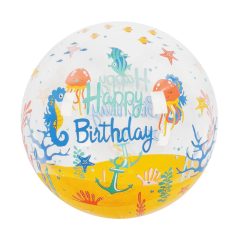   Gömb alakú buborék lufi – 50 cm - Happy Birthday - Tenger