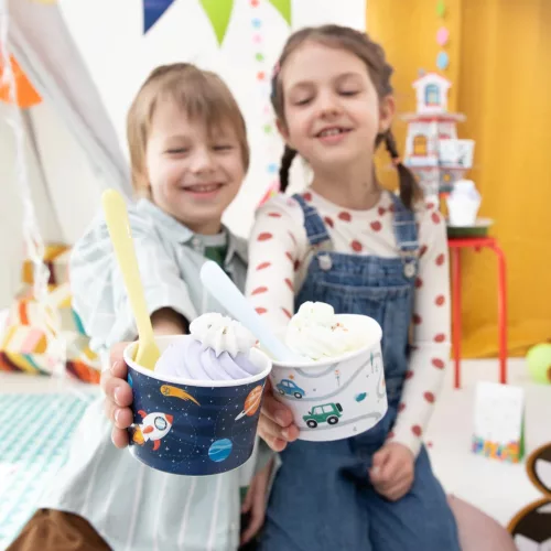 6 darabos papír fagylaltos pohár – Autók és munkagépek