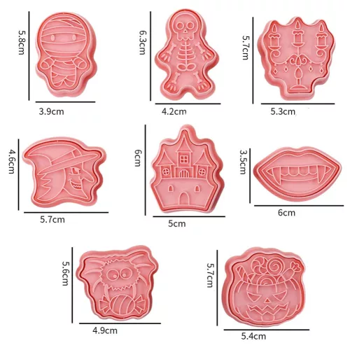 8 darabos műanyag süteménykiszúró és nyomda – Halloween