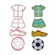 Műanyag süteménykiszúró– Foci – Mez, cipő és labda
