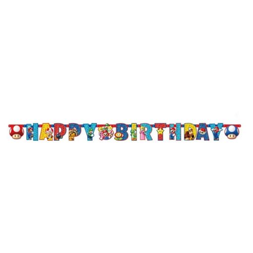 Super Mario Happy Birthday feliratú banner