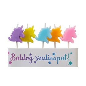 5 darabos gyertya szett – Színes unikornisok