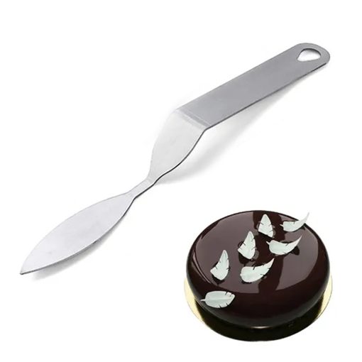 Tortaformázó és csokoládé levéldísz készítő fém spatula – Hosszúkás