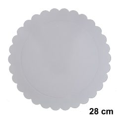   Fehér színű kör alakú fodros karton tortaalátét – 28 cm