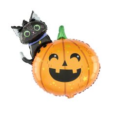 Fólia lufi – Halloween – Sütőtök macskával