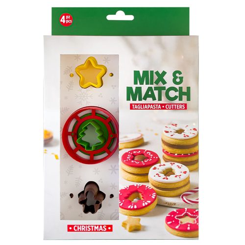 4 részes keksz és linzer kiszúró szett – Karácsonyi minta