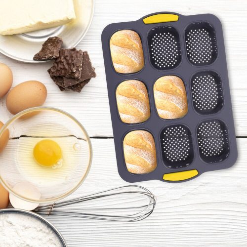 9 részes szilikon zsemle, mini bagett forma 