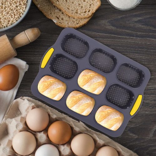 9 részes szilikon zsemle, mini bagett forma 