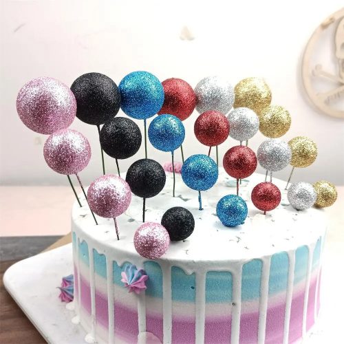 20 darabos glitteres műanyag dekorációs gömb - Ezüst