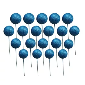 20 darabos glitteres műanyag dekorációs gömb – Kék