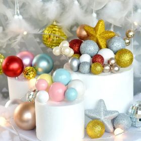 20 darabos glitteres műanyag dekorációs gömb – Kék