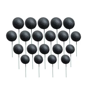 20 darabos glitteres műanyag dekorációs gömb – Fekete