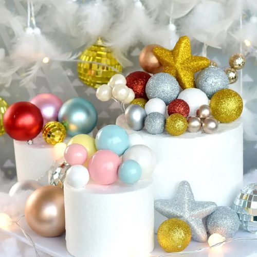 20 darabos glitteres műanyag dekorációs gömb – Fekete