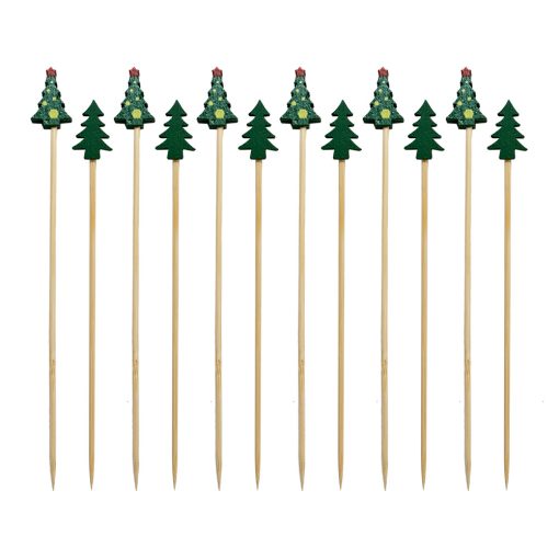 12 darabos falatka pálcika, koktélpálcika – Karácsonyi minta – Fenyőfa