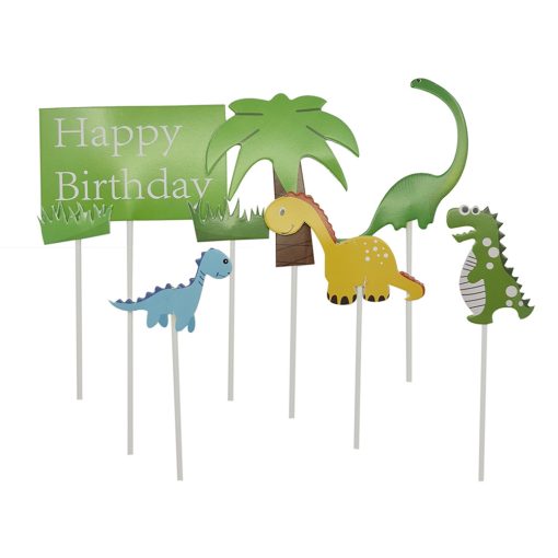 8 darabos papír tortadekoráció – Dinoszauruszok
