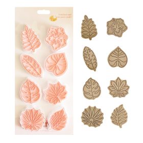   8 darabos műanyag süteménykiszúró és nyomda – Trópusi levelek