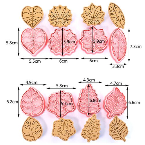 8 darabos műanyag süteménykiszúró és nyomda – Trópusi levelek