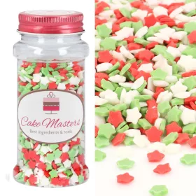   Cake-Masters szórócukor, cukorgyöngy – Fehér, piros és zöld csillag 50g