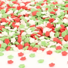   Cake-Masters szórócukor, cukorgyöngy – Fehér, piros és zöld csillag 50g