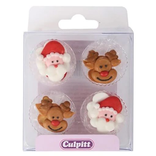 Culpitt cukordekoráció – Karácsonyi minta – Mikulás és Rudolf – 12 darabos