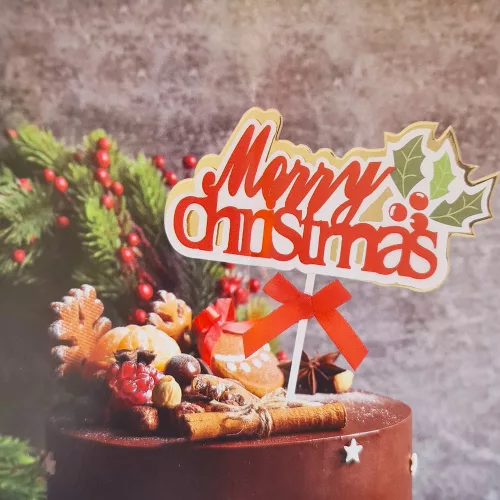 Torta dekoráció, torta beszúró – Karácsonyi minta - Merry Christmas 