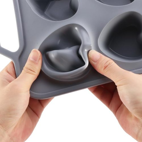 Szilikon sütőforma, fém merevítéssel – Szív alakú muffin forma  