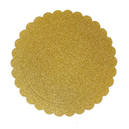 Arany színű kör alakú fodros karton tortaalátét – Csillogó – 25 cm