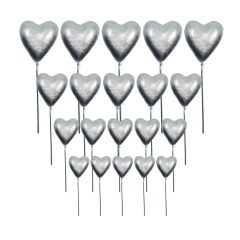 20 darabos műanyag dekorációs szív – Ezüst