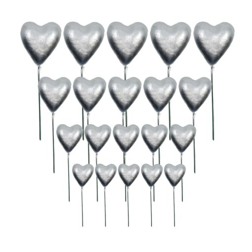20 darabos műanyag dekorációs szív – Ezüst