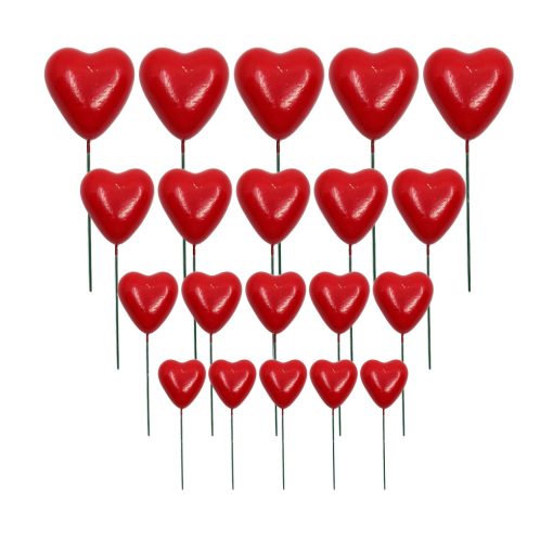20 darabos műanyag dekorációs szív – Piros
