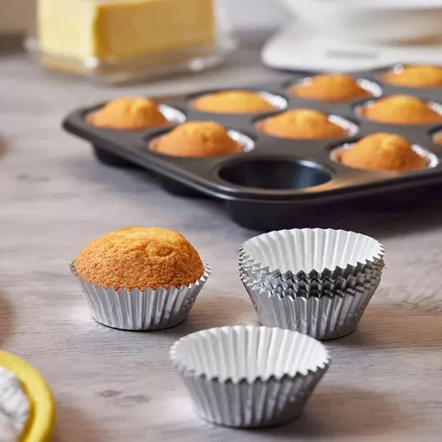 50 darabos muffin papír, muffin kapszli – Metál ezüst