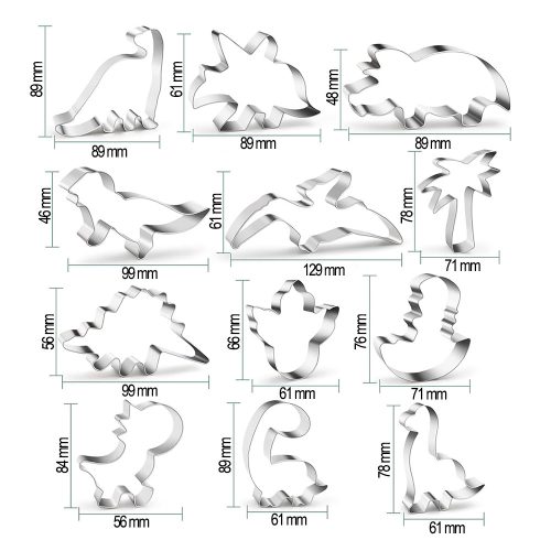 12 darabos fém süteménykiszúró – Dinoszaurusz