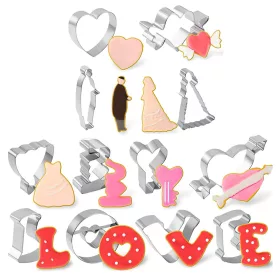   12 darabos fém süteménykiszúró – Szerelem, Valentin-nap