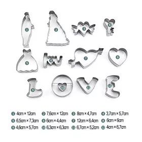   12 darabos fém süteménykiszúró – Szerelem, Valentin-nap