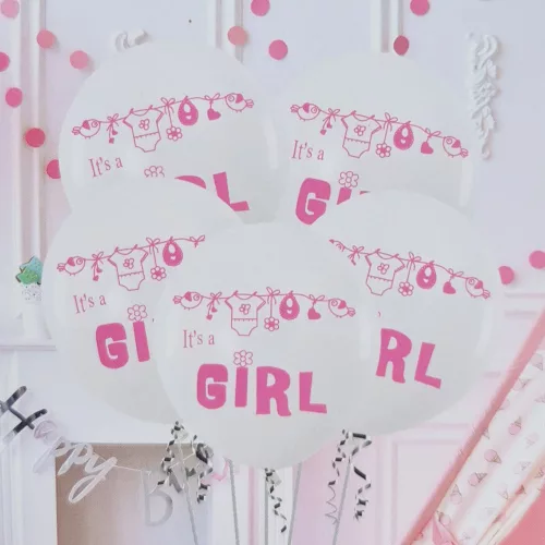 5 darabos latex lufi szett – Babaváró – It’s a girl – 30 cm