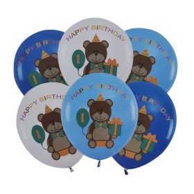   6 darabos latex lufi szett - Első születésnap - Maci – Kék