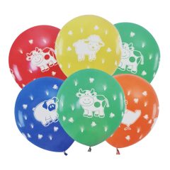   6 darabos latex lufi szett – Háziállatok – Malac, tehén, bárány és Csirke