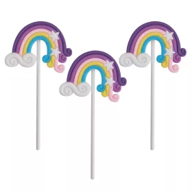 3 darabos tortadekoráció – Szivárvány – Lila