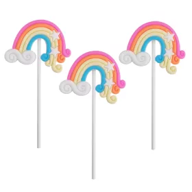 3 darabos tortadekoráció – Szivárvány – Rózsaszín