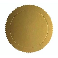   Arany színű, kör alakú fodros tortaalátét, tortakarton – 30 cm