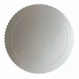   Ezüst színű, kör alakú fodros tortaalátét, tortakarton – 30 cm