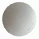 Ezüst színű, kör alakú fodros tortaalátét, tortakarton – 30 cm