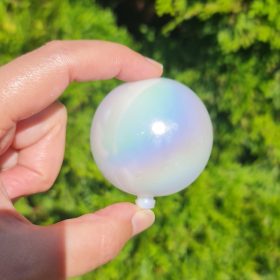   9 darabos műanyag dekorációs gömb – Fehér – Gyöngyházfény