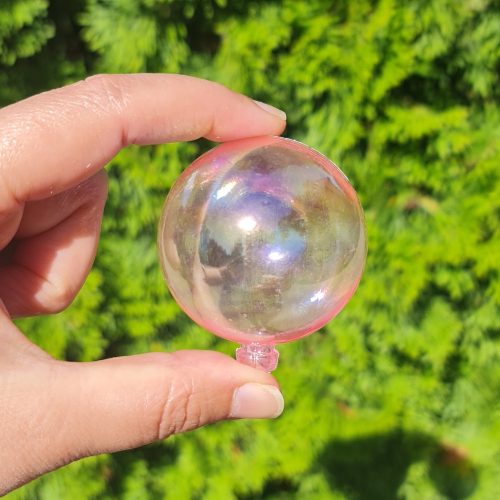 9 darabos műanyag dekorációs gömb – Átlátszó - Rózsaszín