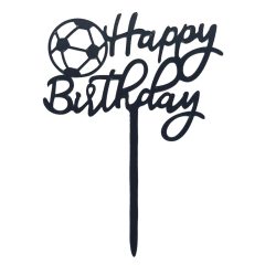   Sziluett tortadekoráció, torta beszúró – Happy Birthday felirat és focilabda