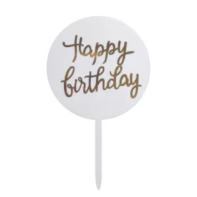   Sziluett tortadekoráció, torta beszúró – Happy Birthday – Fehér