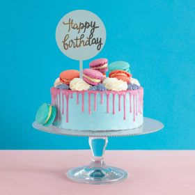   Sziluett tortadekoráció, torta beszúró – Happy Birthday – Világoskék