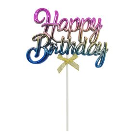   Happy Birthday feliratú torta dekoráció – Szivárvány színű