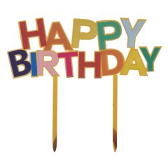   Tortadekoráció, tortabeszúró – Happy Birthday felirattal – Színes